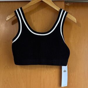 ALO Yoga Black Knit Tennis Club Bra